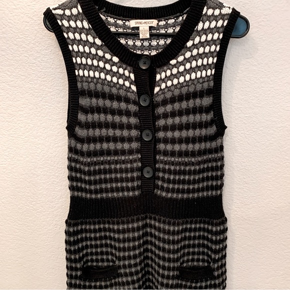 Spring + Mercer Black Gray Sleeveless Chunky Knit Sweater Dress Size Large - Picture 5 of 10